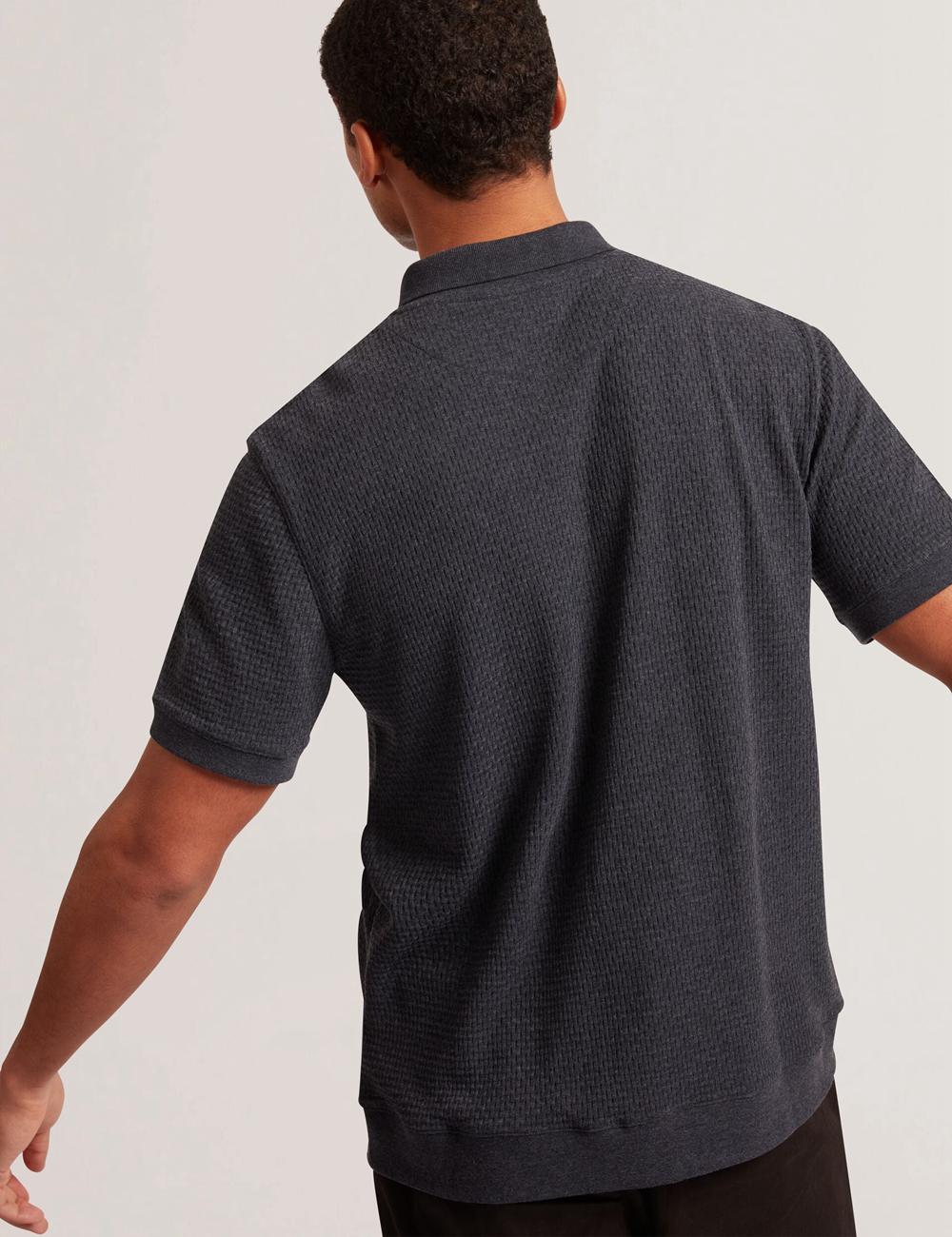 Navy Ted Baker CONNYR - Short Sleeve Button Through Men Polos Shirts | SG  1026-KZVDQ