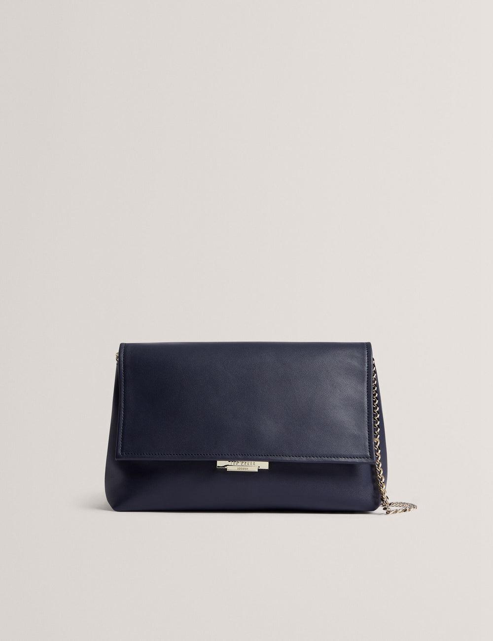 Navy Ted Baker DEMAE - Leather Fold Over Chain Women Shoulder Bags | SG  1623-MEAUX