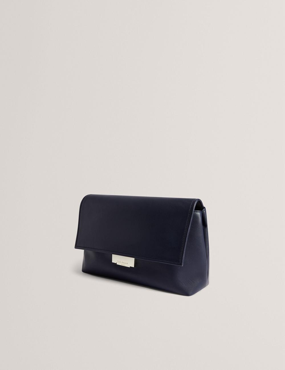 Navy Ted Baker DEMAE - Leather Fold Over Chain Women Shoulder Bags | SG  1623-MEAUX