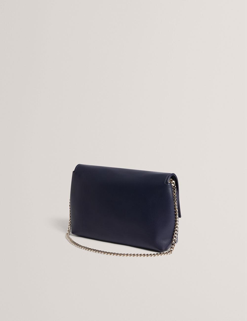 Navy Ted Baker DEMAE - Leather Fold Over Chain Women Shoulder Bags | SG  1623-MEAUX