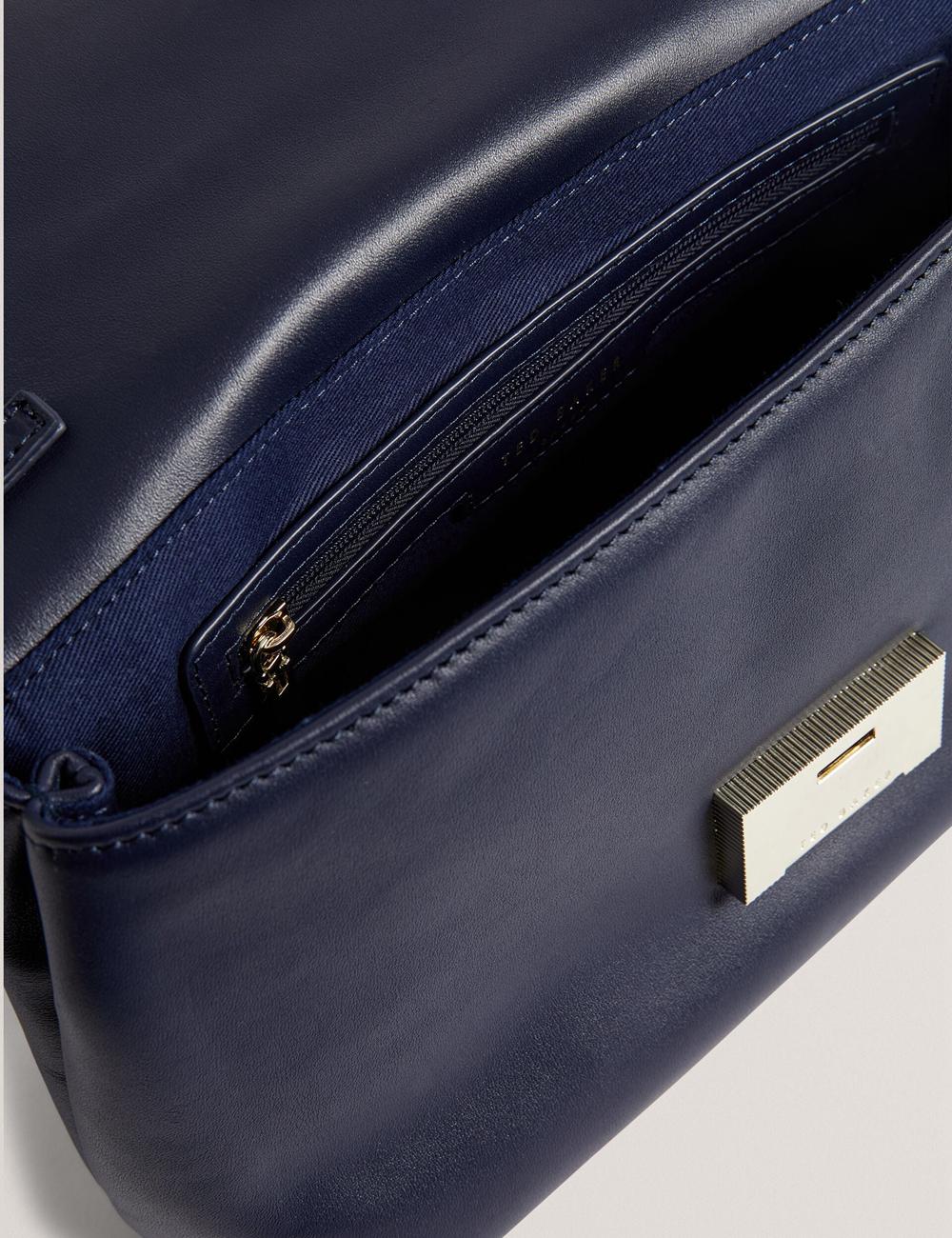Navy Ted Baker DEMAE - Leather Fold Over Chain Women Shoulder Bags | SG  1623-MEAUX