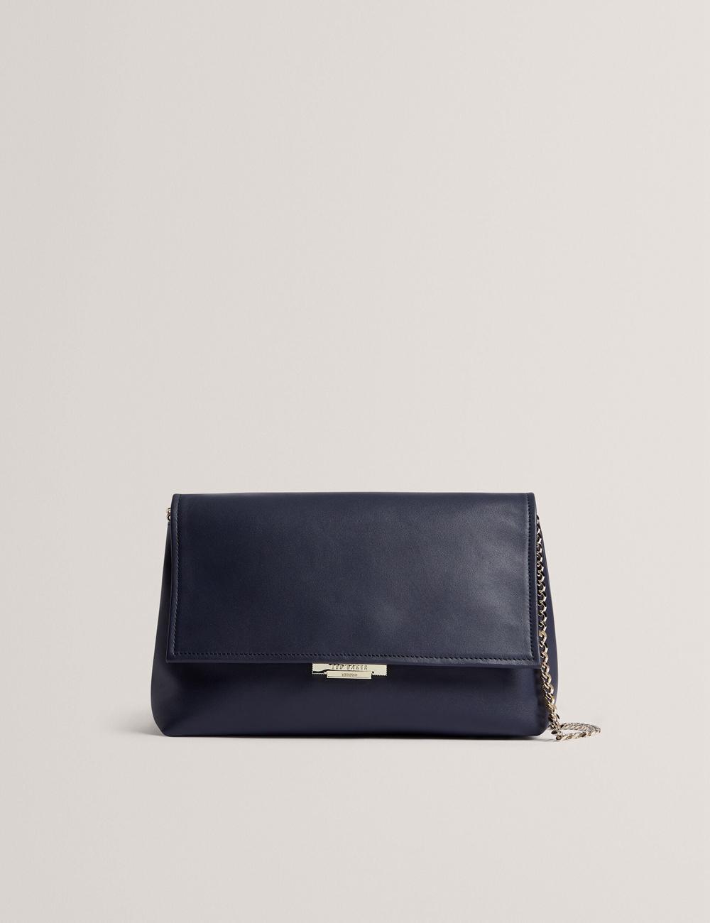 Navy Ted Baker DEMAE - Leather Fold Over Chain Women Shoulder Bags | SG  1623-MEAUX