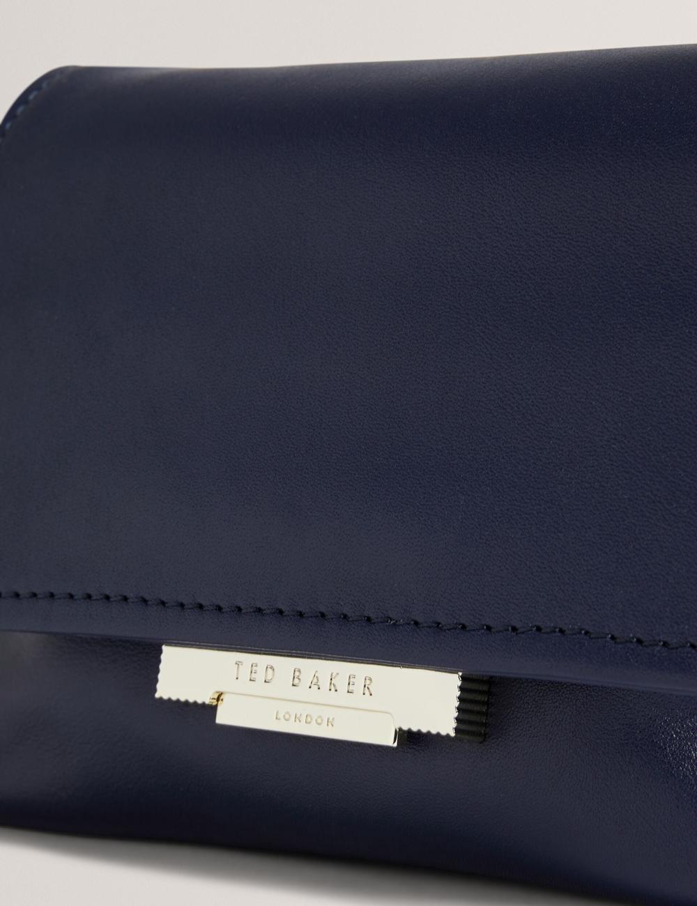 Navy Ted Baker DEMNI - Mini Leather Fold Over Chain Women Crossbody Bags | SG  3618-GAHJB