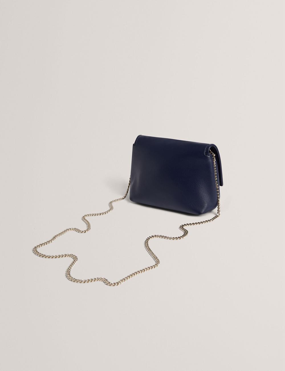 Navy Ted Baker DEMNI - Mini Leather Fold Over Chain Women Crossbody Bags | SG  3618-GAHJB