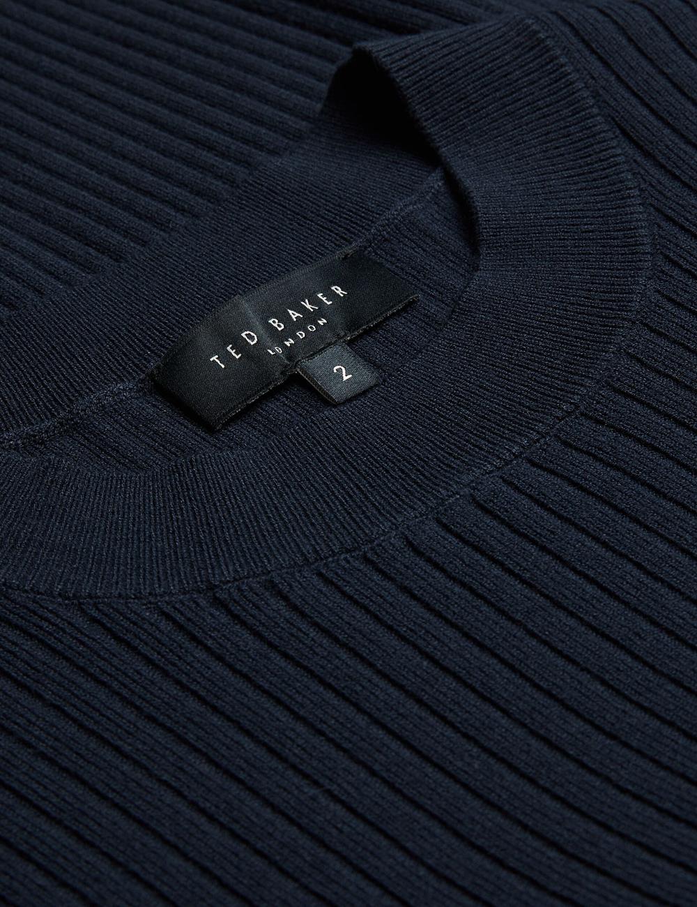 Navy Ted Baker ELLIHAA - Ribbed Knit Half Sleeve Women Tops | SG  1839-SWODM