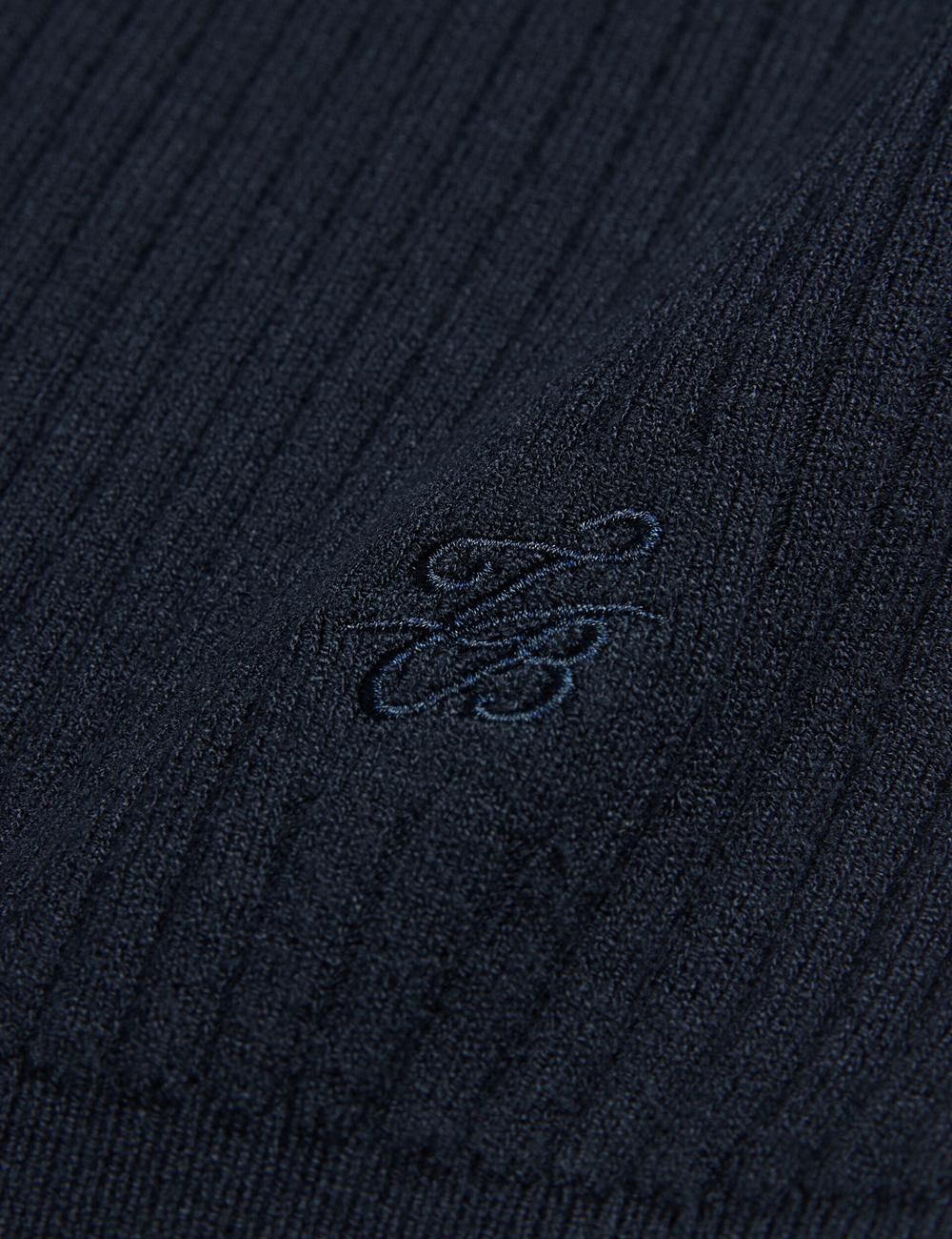 Navy Ted Baker ELLIHAA - Ribbed Knit Half Sleeve Women Tops | SG  1839-SWODM
