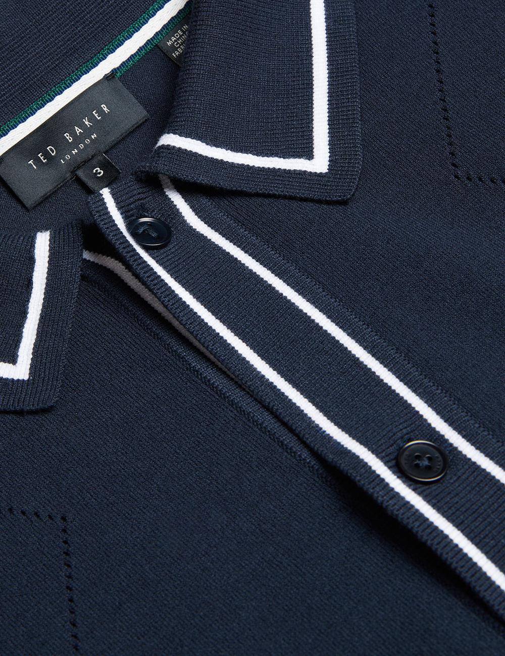 Navy Ted Baker ELMDON LS Diamond Button Through Men Casual Shirts | SG  4716-IXRFD
