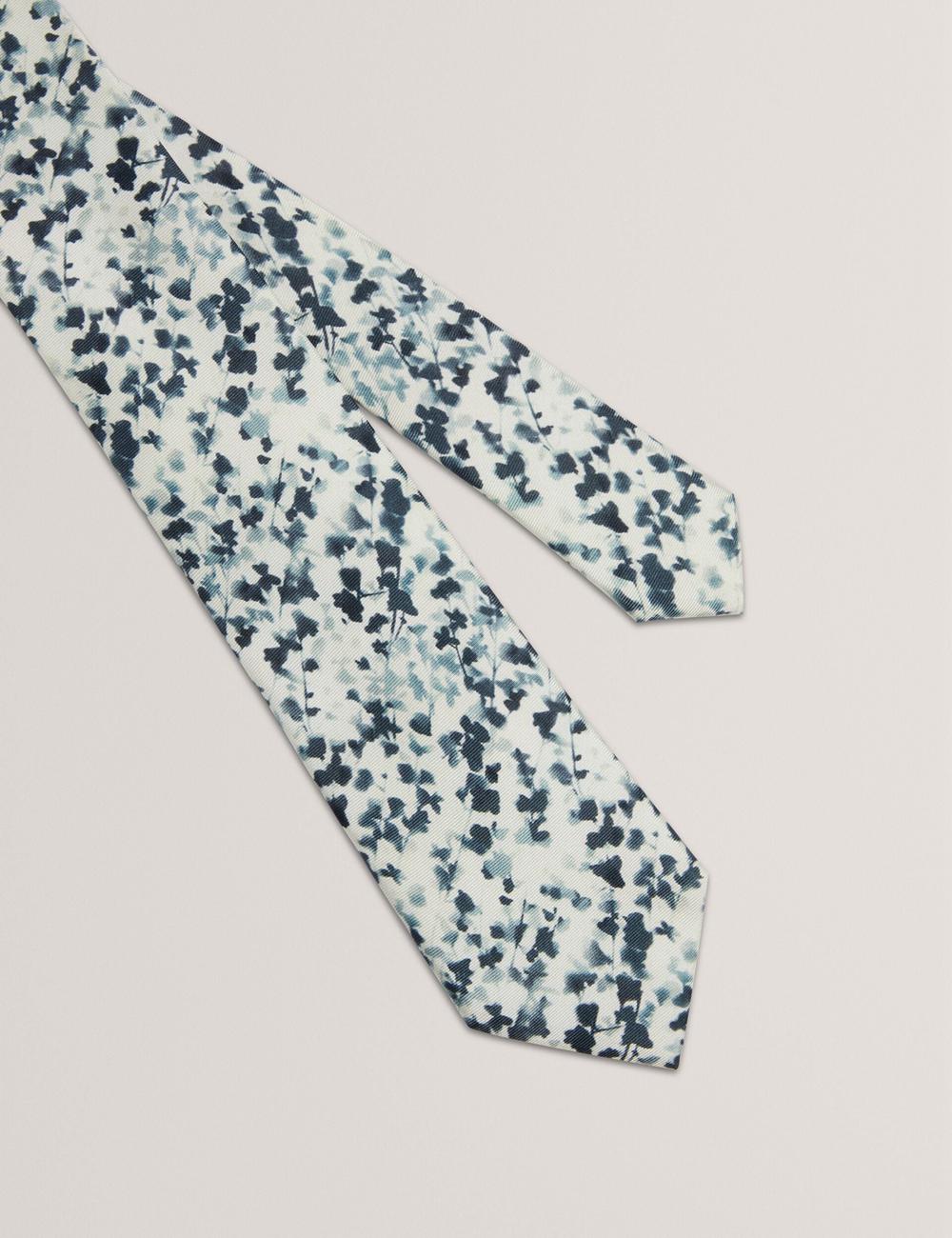 Navy Ted Baker ELMSTED - Blurred Floral Print Silk Men Ties | SG  6290-VJAEB