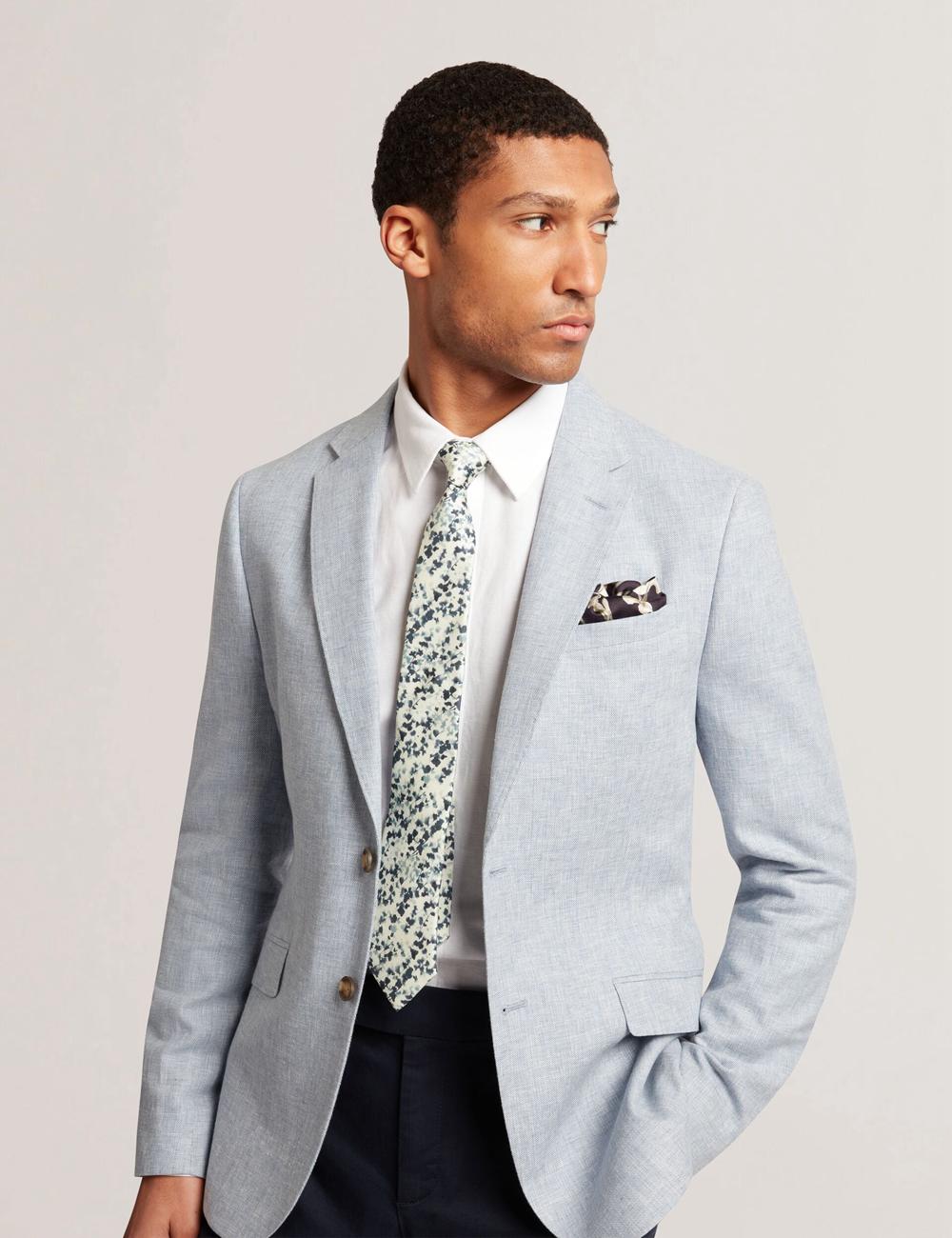 Navy Ted Baker ELMSTED - Blurred Floral Print Silk Men Ties | SG  6290-VJAEB