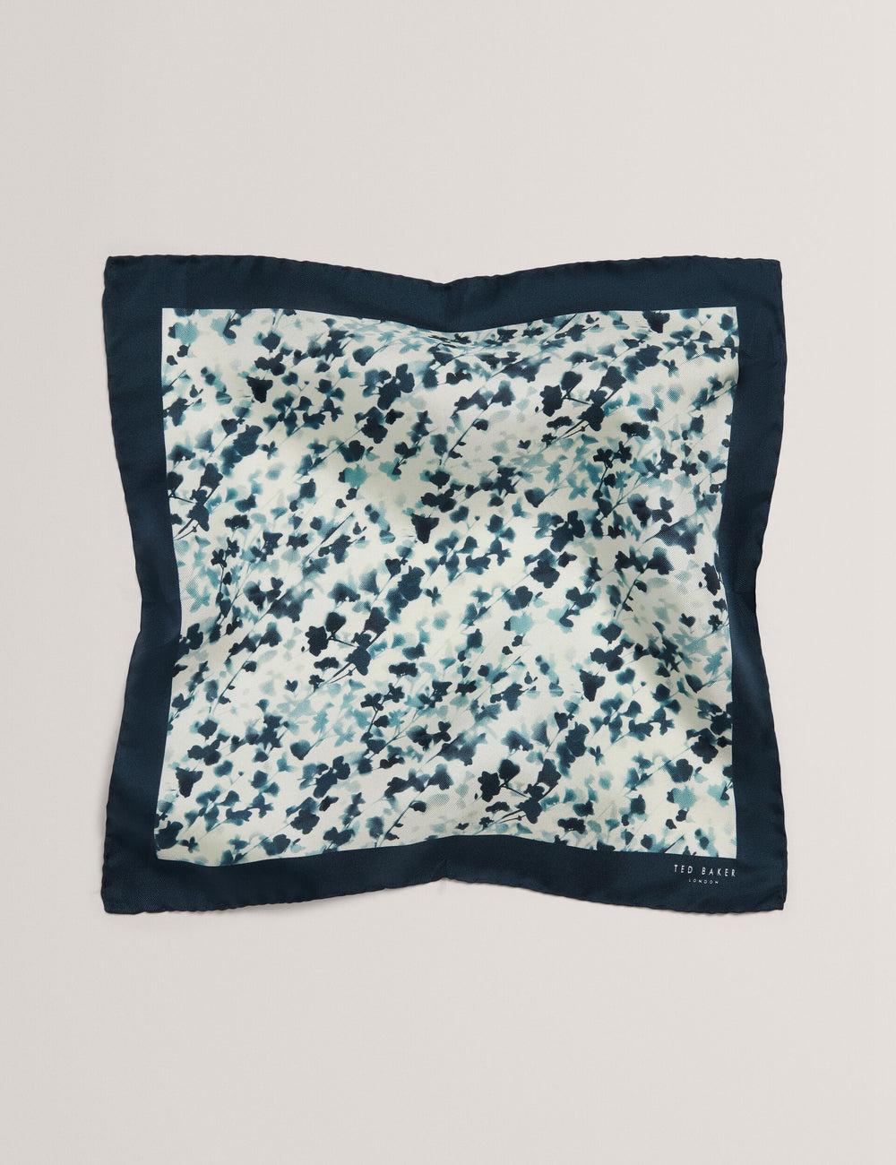 Navy Ted Baker ELMSTEP - Blurred Floral Print Silk Pocket Men Pocket Squares | SG  9702-KRXAZ