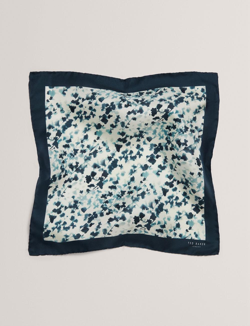 Navy Ted Baker ELMSTEP - Blurred Floral Print Silk Pocket Men Pocket Squares | SG  9702-KRXAZ