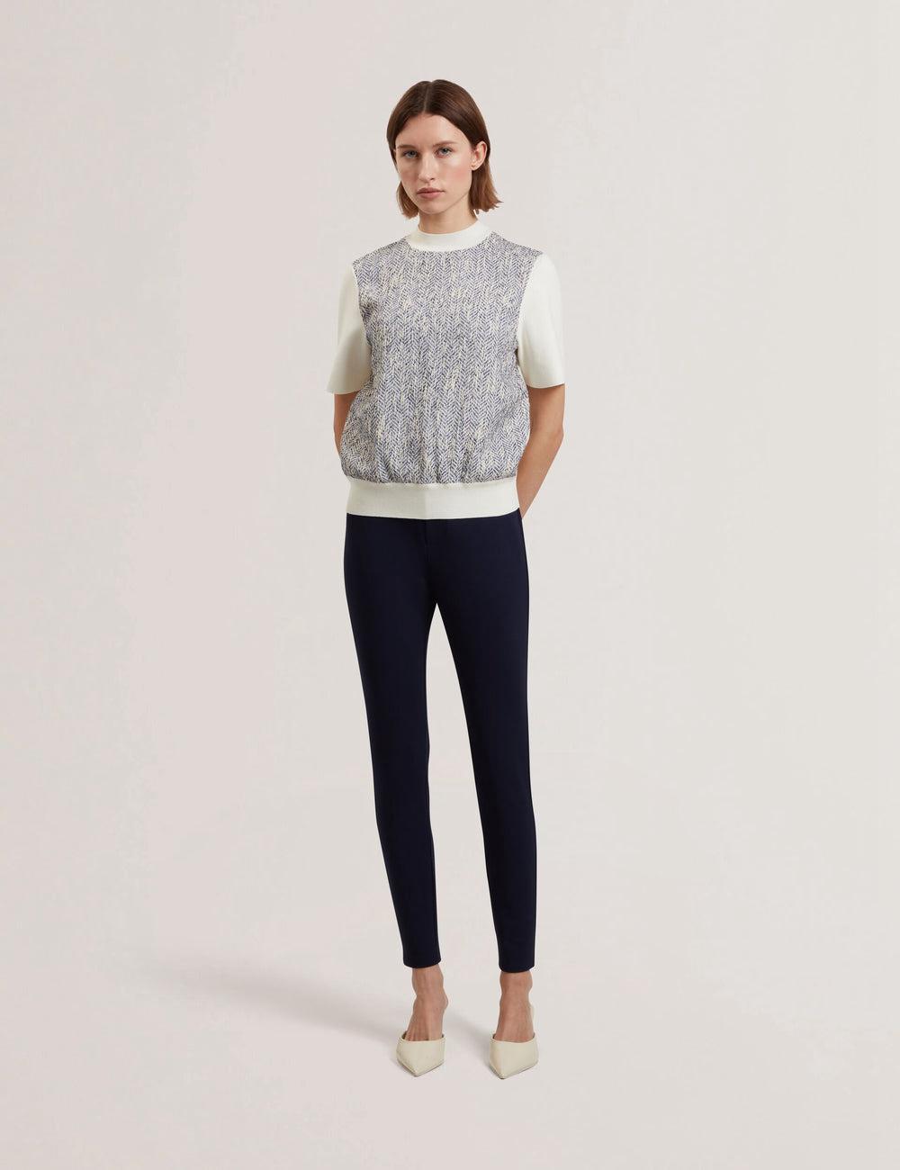 Navy Ted Baker FELINDA - Fly Front Stretchy Women Leggings | SG  0269-NFGUY