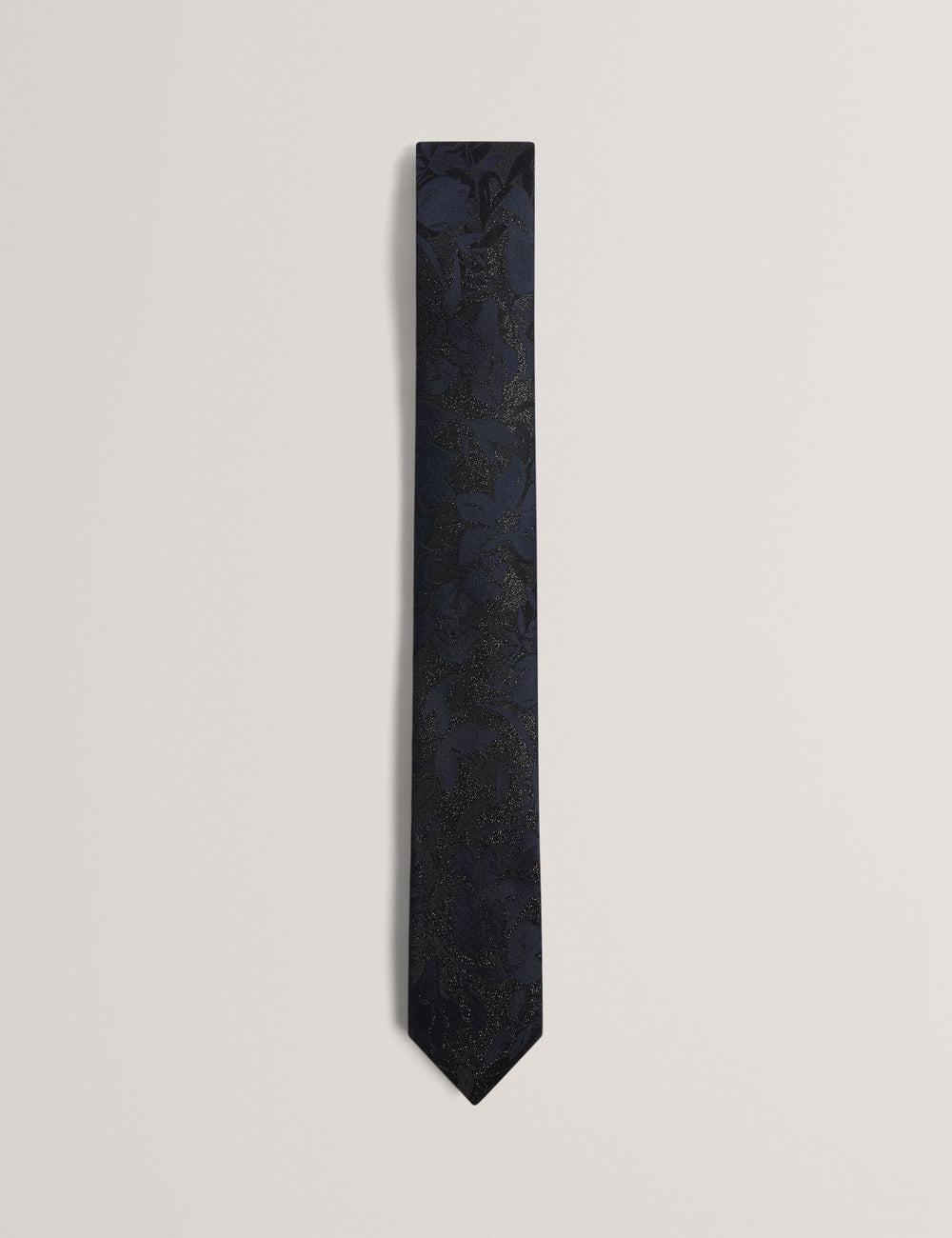 Navy Ted Baker Floral Print Silk Men Ties | SG  4523-FKXGW