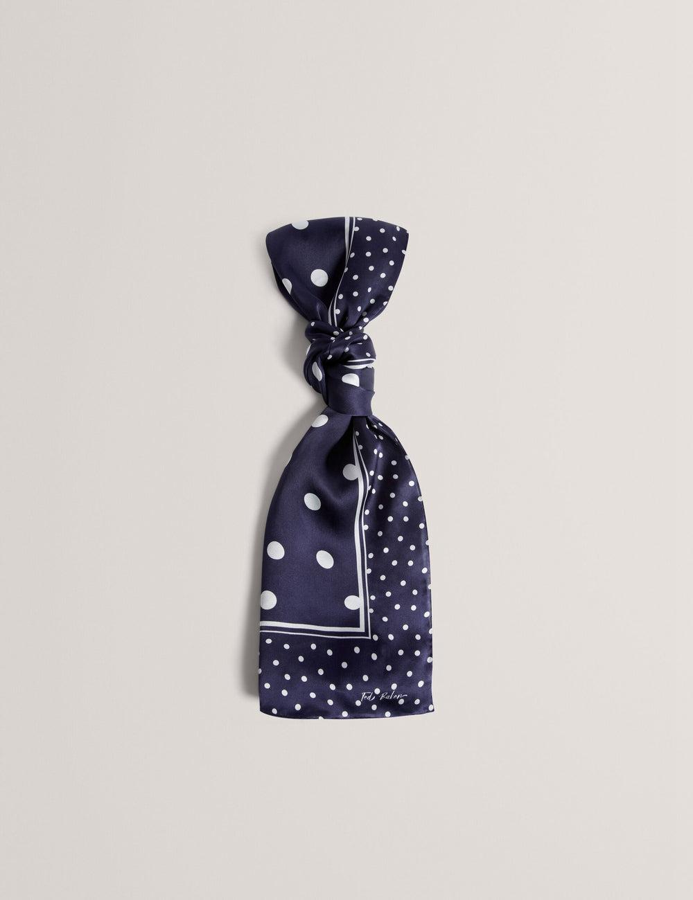 Navy Ted Baker GILLS - Polka Dot Print Long Satin Silk Women Scarves | SG  5164-DYHFL