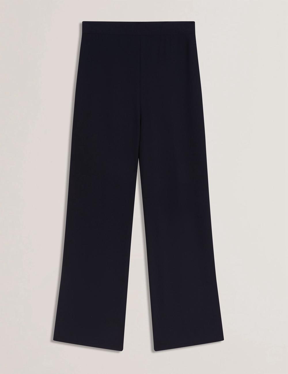 Navy Ted Baker GORJJA - Piping Detail Wide Leg Crepe Women Trousers | SG  2795-FNPEB