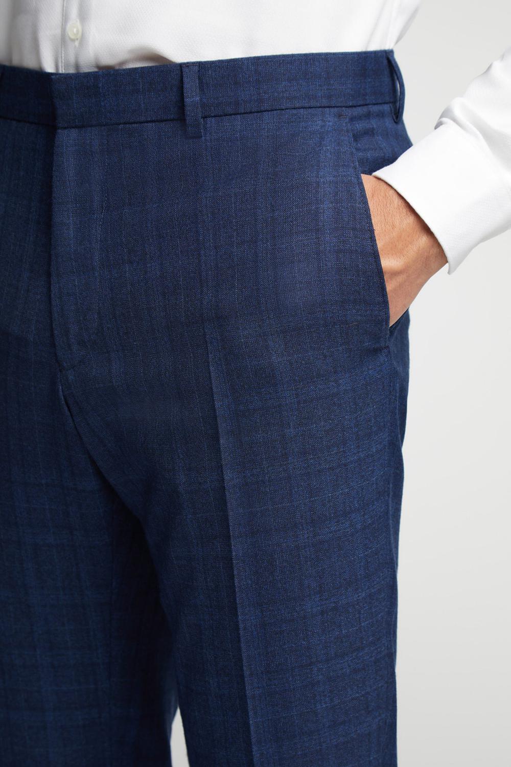 Navy Ted Baker HOYLETS - Soft Check Slim Fit Suit Men Trousers | SG  4593-WVJNX
