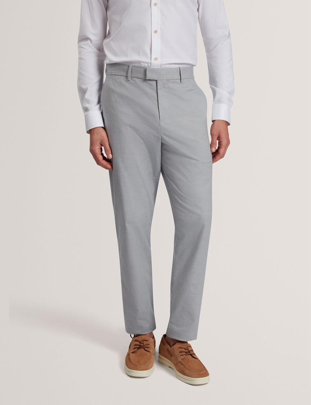Navy Ted Baker JACKUS - Regular Fit Cotton Blend Chino Men Trousers | SG  5921-AVJNE