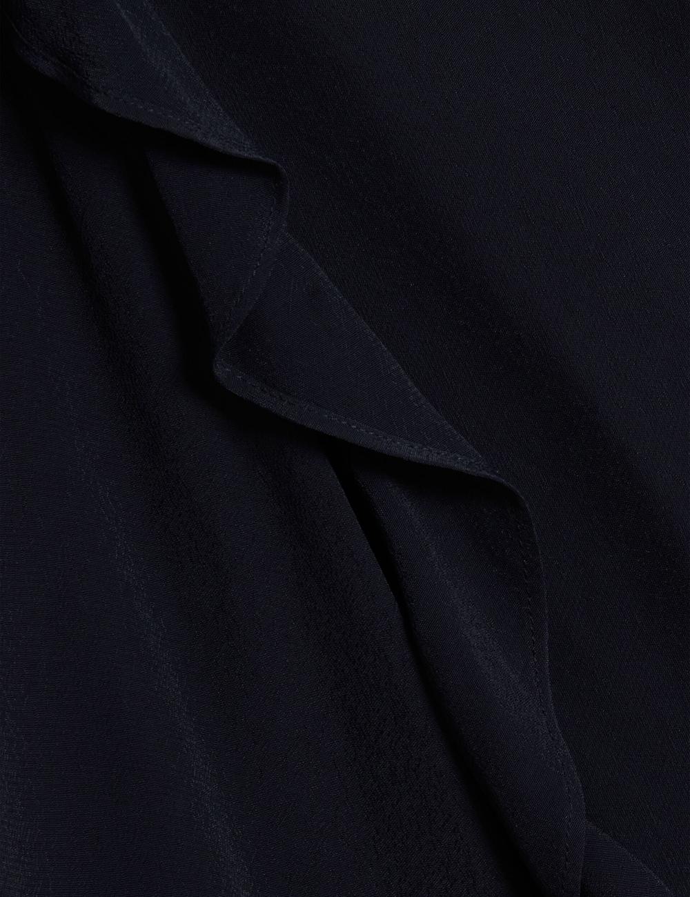 Navy Ted Baker KAYFA - Waterfall Ruffle Trim Long Sleeve Women Blouses | SG  7134-CTPDV