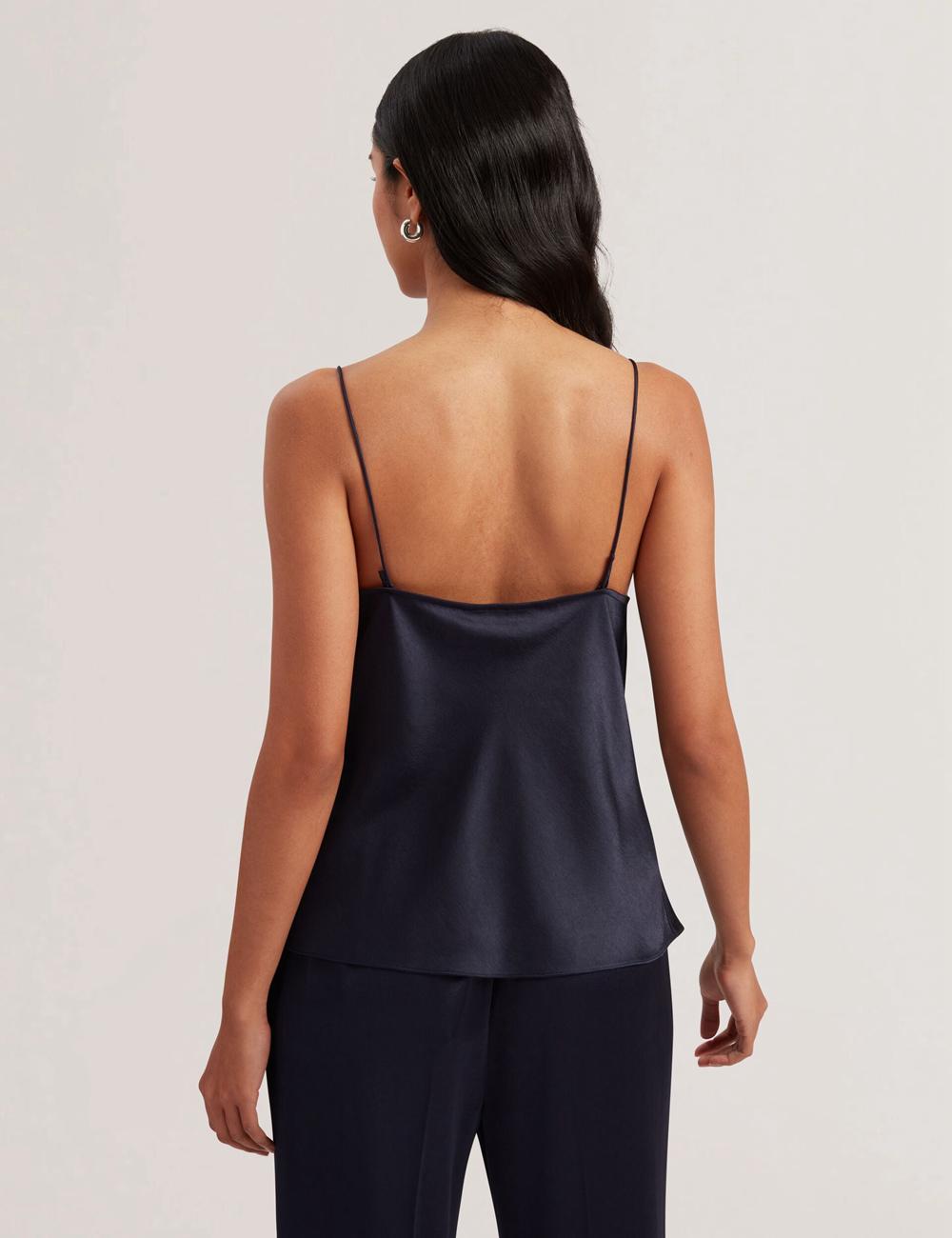 Navy Ted Baker KITI - Satin Cowl Neck Strappy Cami Women Tops | SG  0584-FMTUQ