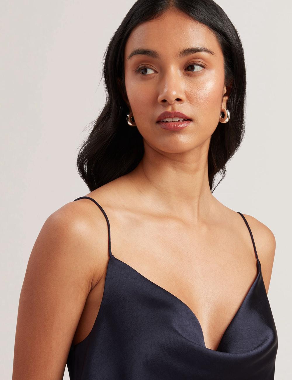 Navy Ted Baker KITI - Satin Cowl Neck Strappy Cami Women Tops | SG  0584-FMTUQ