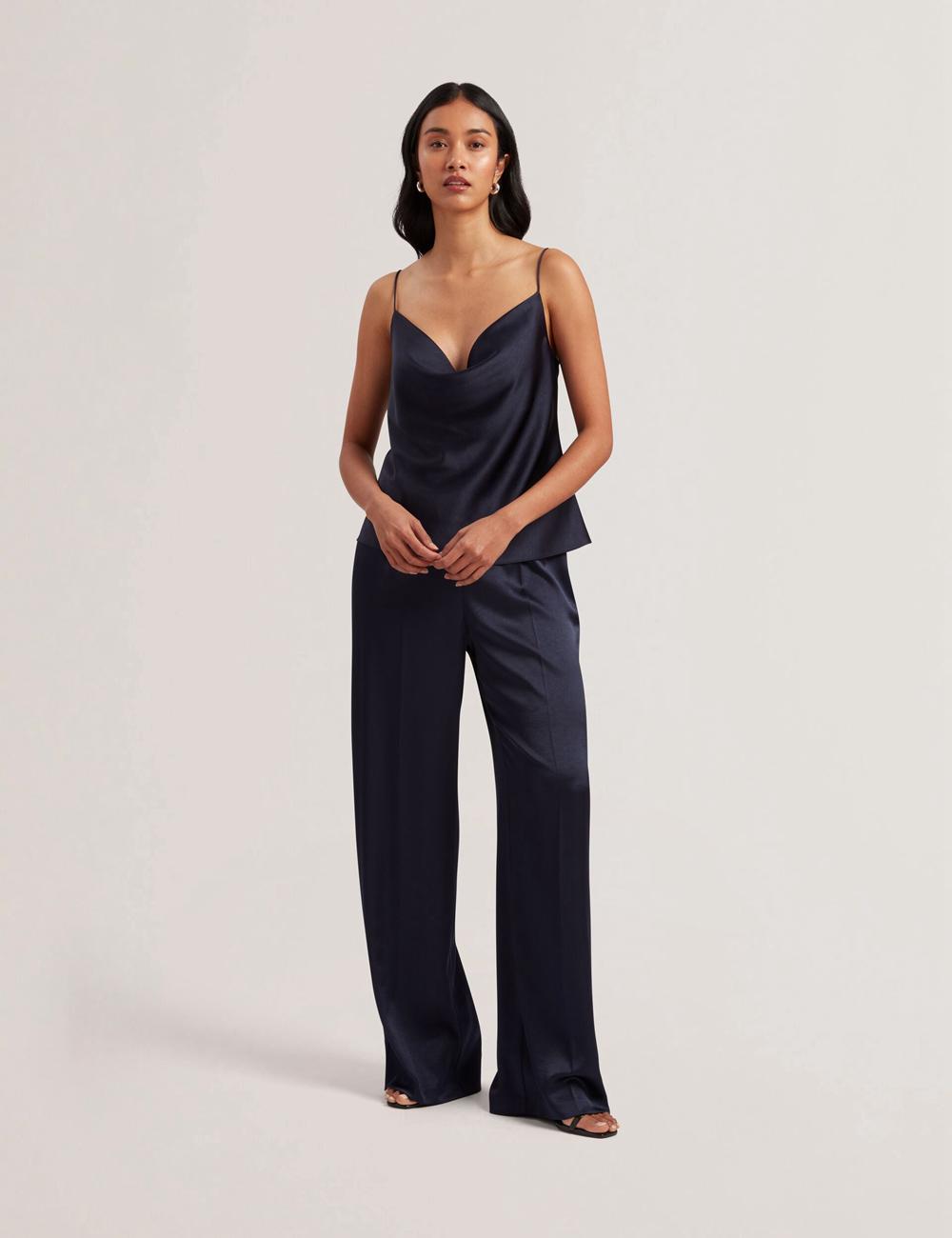 Navy Ted Baker KITI - Satin Cowl Neck Strappy Cami Women Tops | SG  0584-FMTUQ