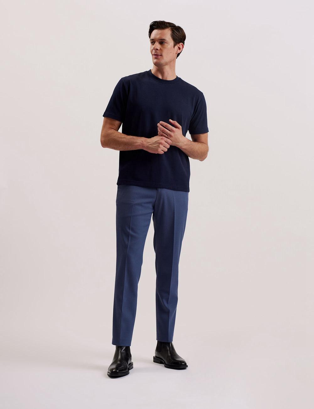 Navy Ted Baker KORNKA - Short Sleeve Relaxed Fit Cotton Men T-Shirts | SG  6850-YQTUV
