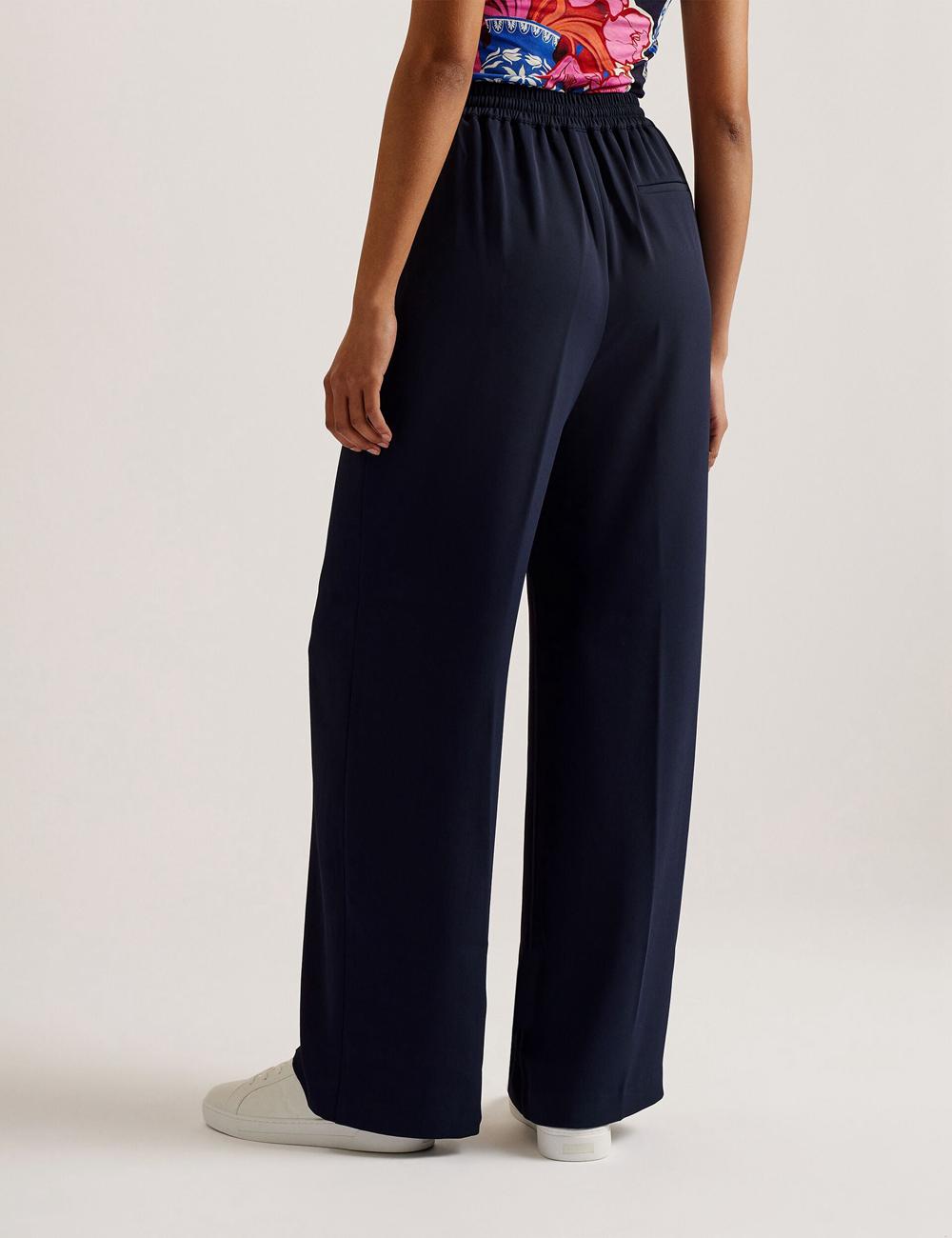 Navy Ted Baker LILIAAH - Wide Leg Tailored Women Joggers | SG  0789-BKFCO