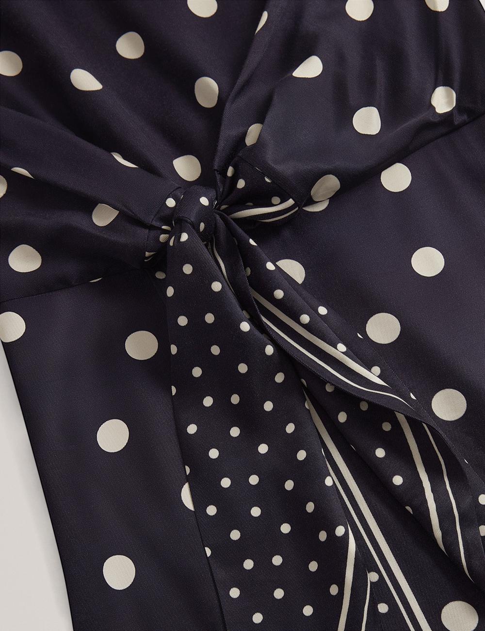 Navy Ted Baker MALMOA - Polka Dot Detail Column Women Midi Dresses | SG  8361-UWELB