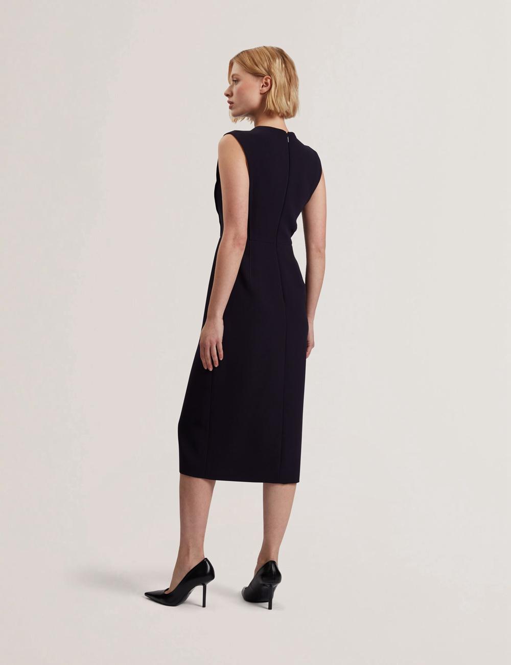 Navy Ted Baker MANABDL - Tailored Sleeveless With Front Split Women Midi Dresses | SG  5703-EHRSY
