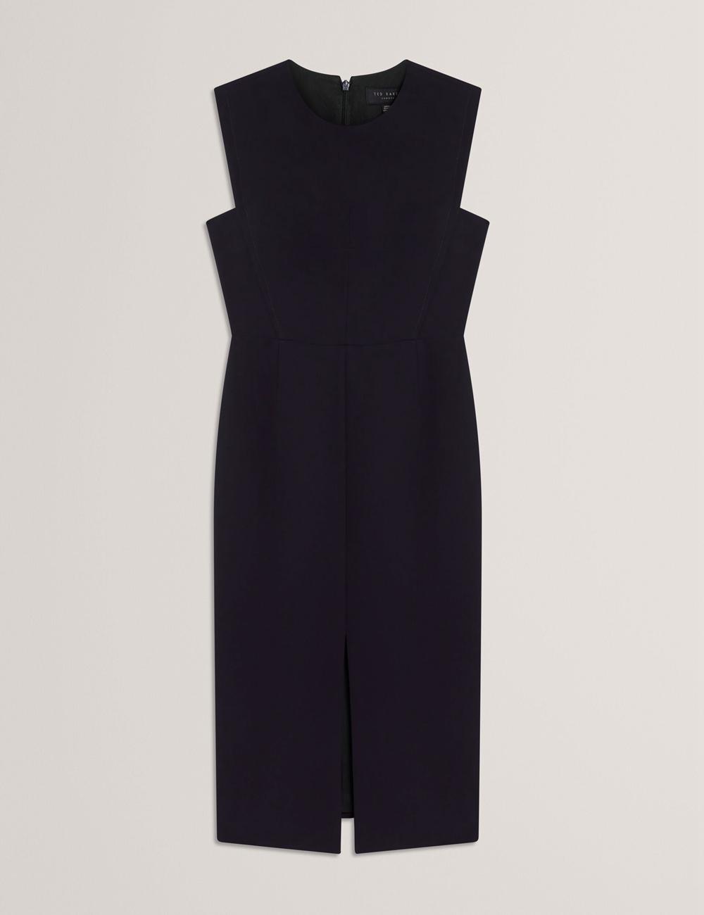 Navy Ted Baker MANABDL - Tailored Sleeveless With Front Split Women Midi Dresses | SG  5703-EHRSY