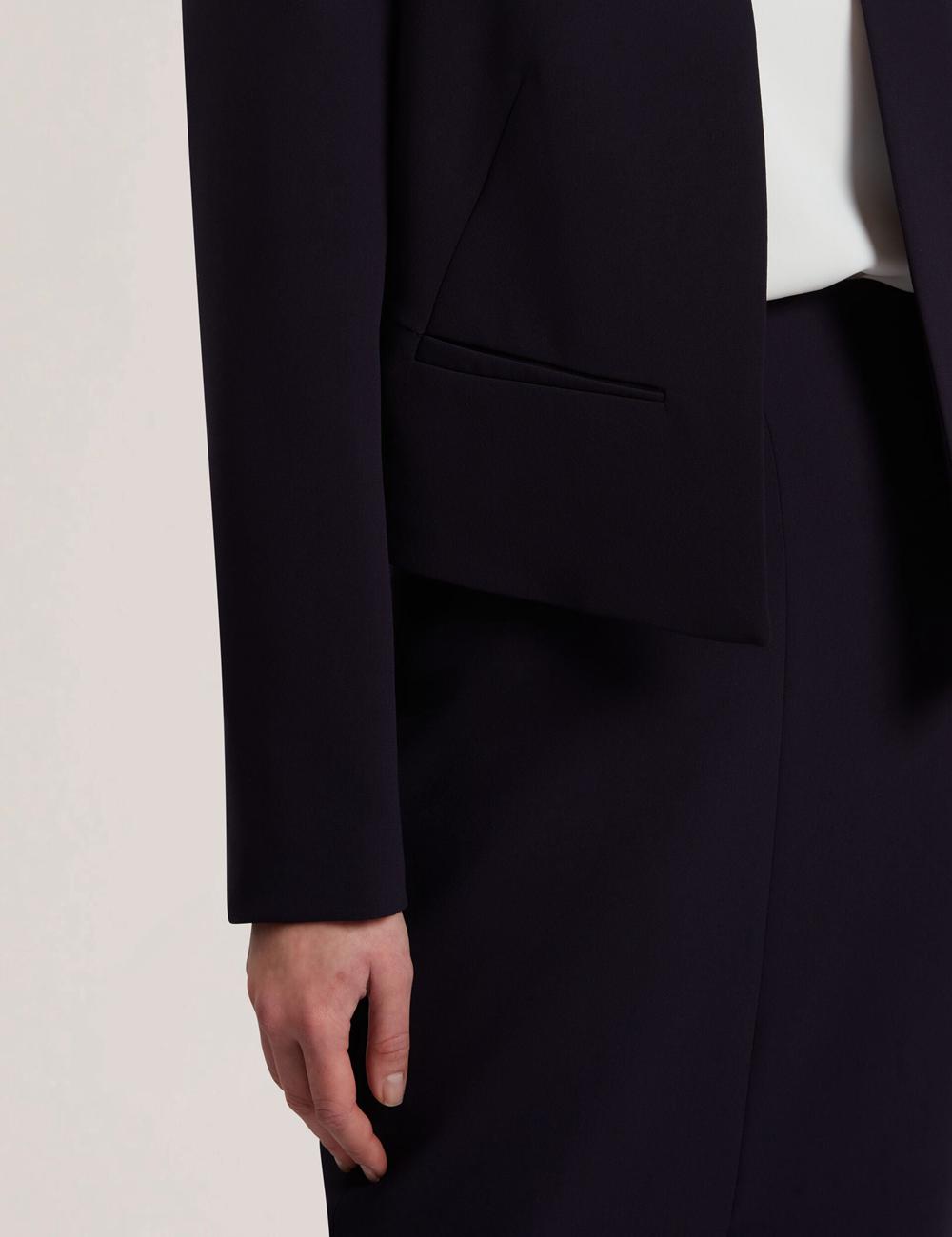 Navy Ted Baker MANABJL - Tailored Round Neck Cropped Open Women Jackets | SG  0531-ULTGA