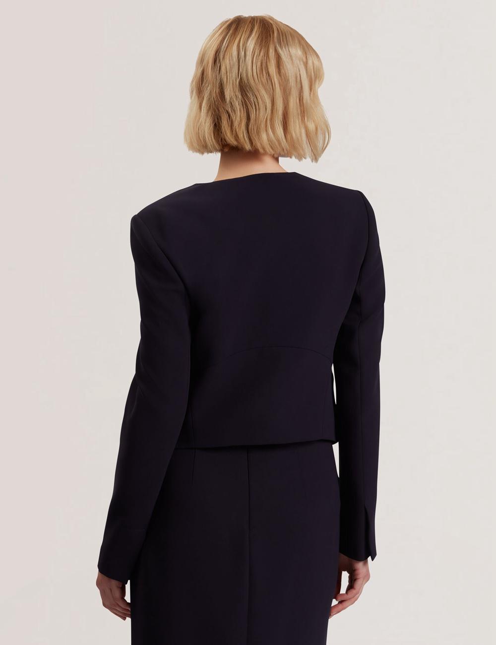 Navy Ted Baker MANABJL - Tailored Round Neck Cropped Open Women Jackets | SG  0531-ULTGA