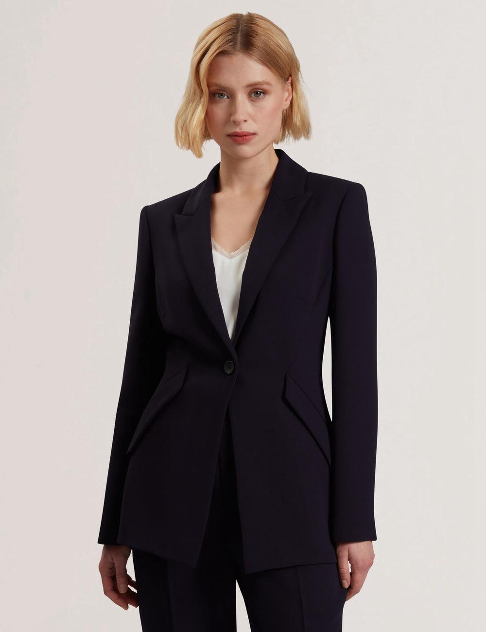 Navy Ted Baker MANABL - Slim Fit Single Breasted Tailored Blazer Women Jackets | SG  8659-LHBDG