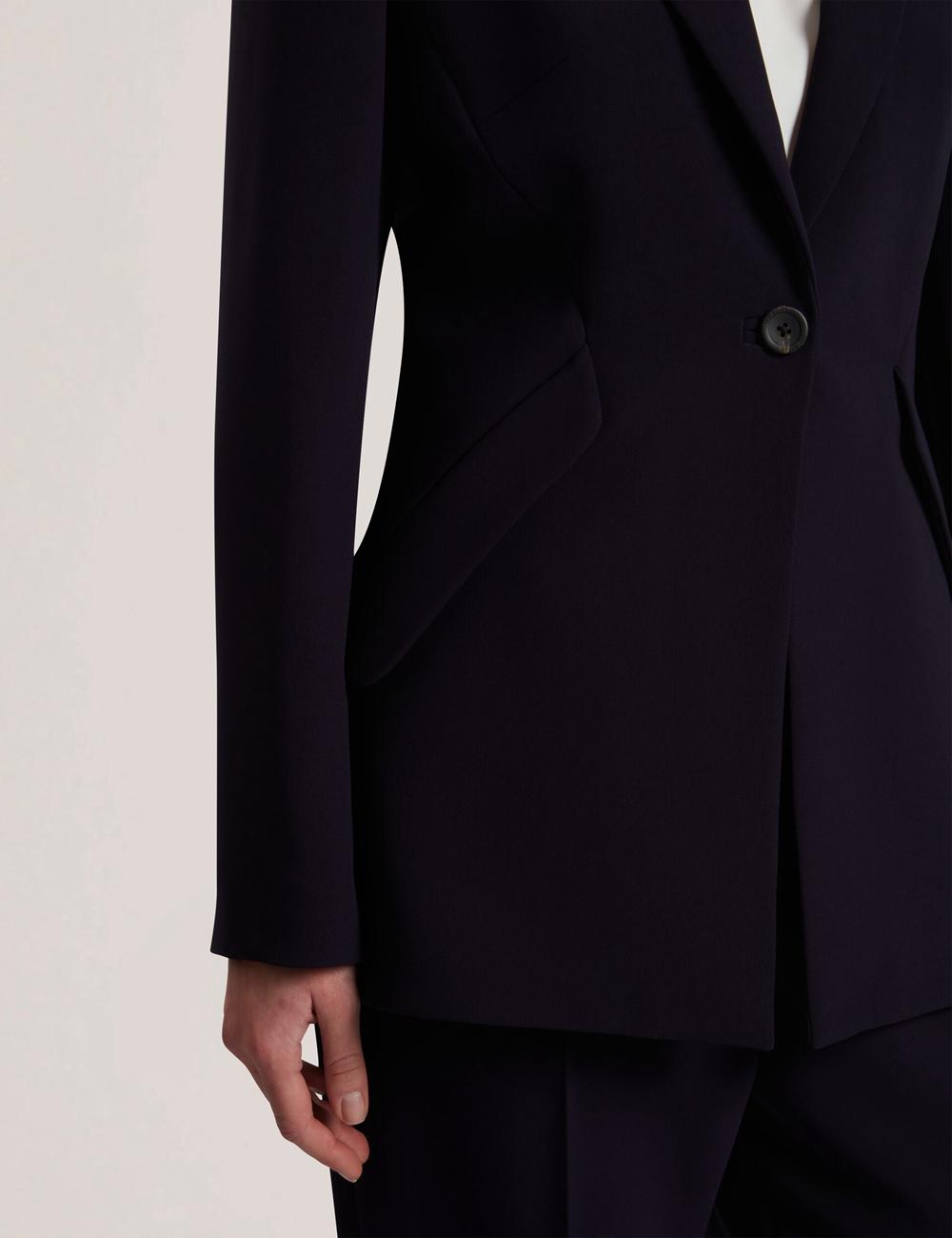 Navy Ted Baker MANABL - Slim Fit Single Breasted Tailored Blazer Women Jackets | SG  8659-LHBDG