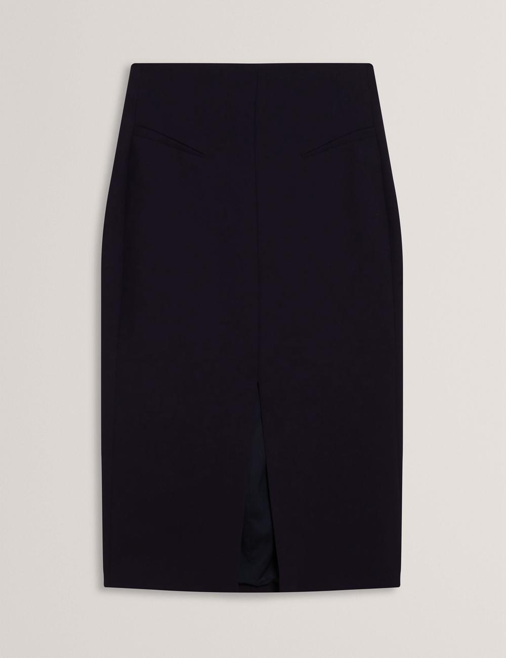 Navy Ted Baker MANABSL - Tailored Midi Pencil Skirt With Front Split Women Midi Skirts | SG  7084-TANRB