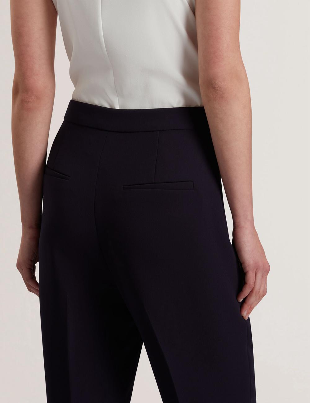 Navy Ted Baker MANABTL - High Waist Tapered Leg Tailored Women Trousers | SG  9674-RAITN