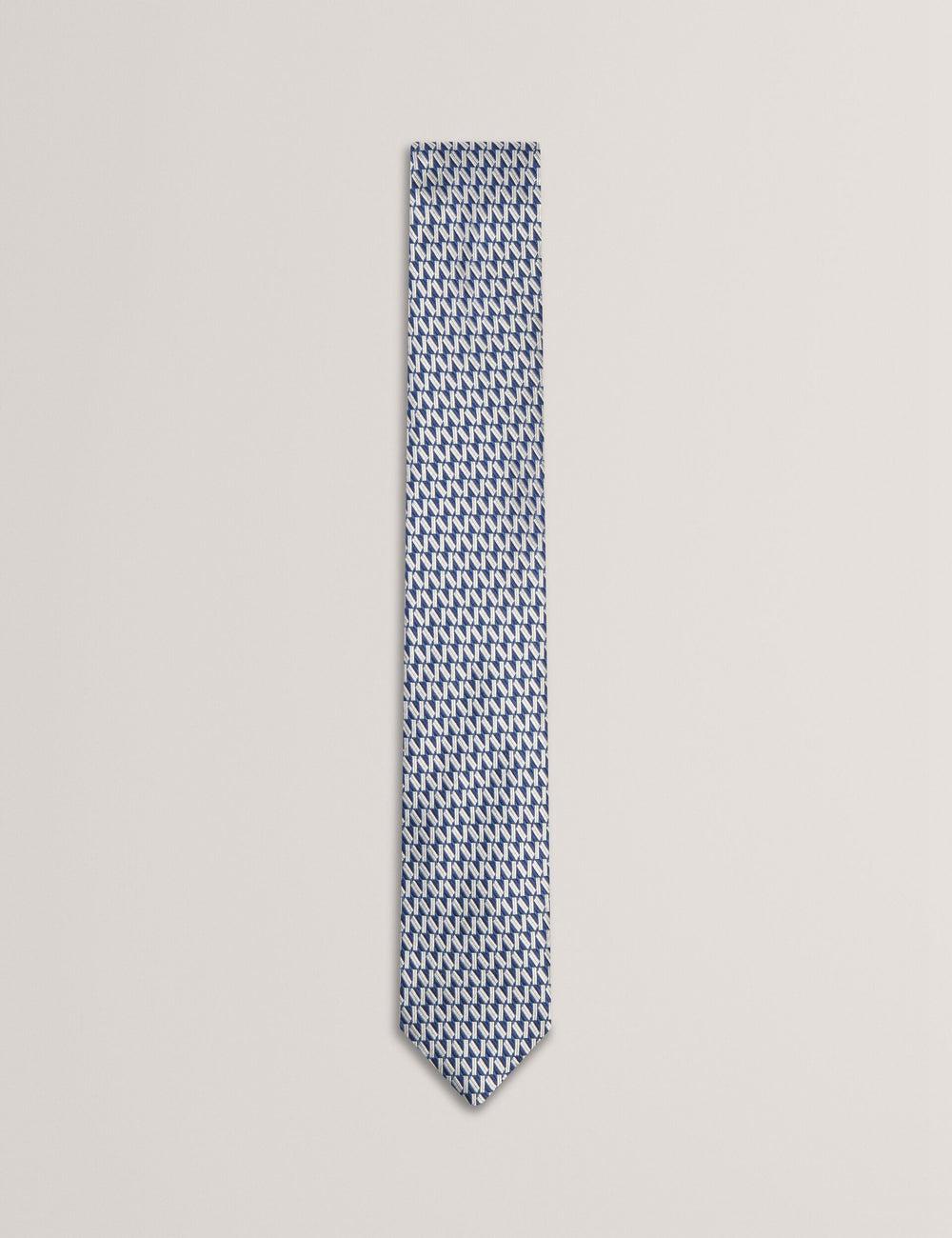 Navy Ted Baker MILAK - Geometric Pattern Silk Men Ties | SG  4316-JQKDN