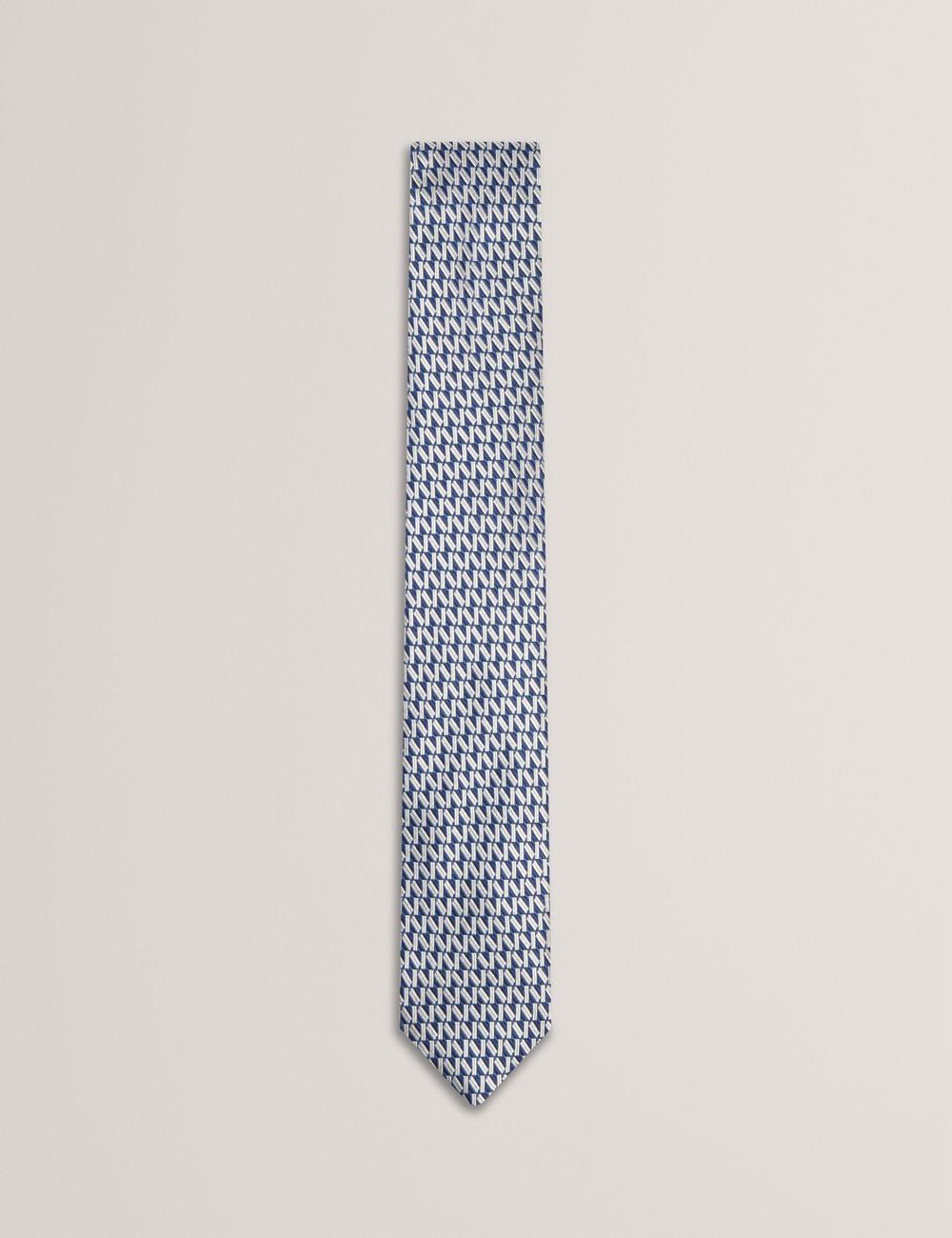 Navy Ted Baker MILAK - Geometric Pattern Silk Men Ties | SG  4316-JQKDN