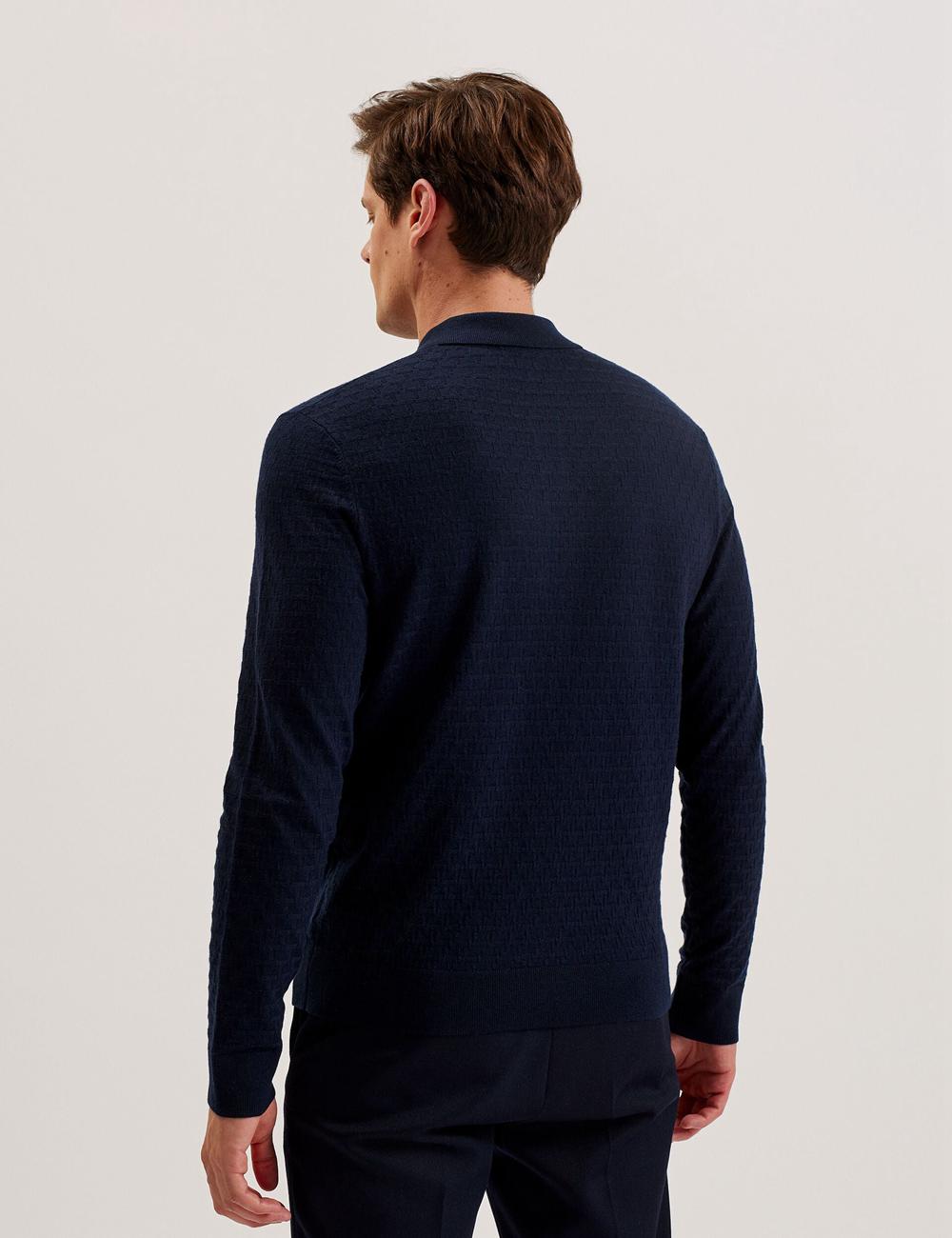 Navy Ted Baker MORAR - T Knit Long Sleeve Top Men Jumpers | SG  7350-FTJMH