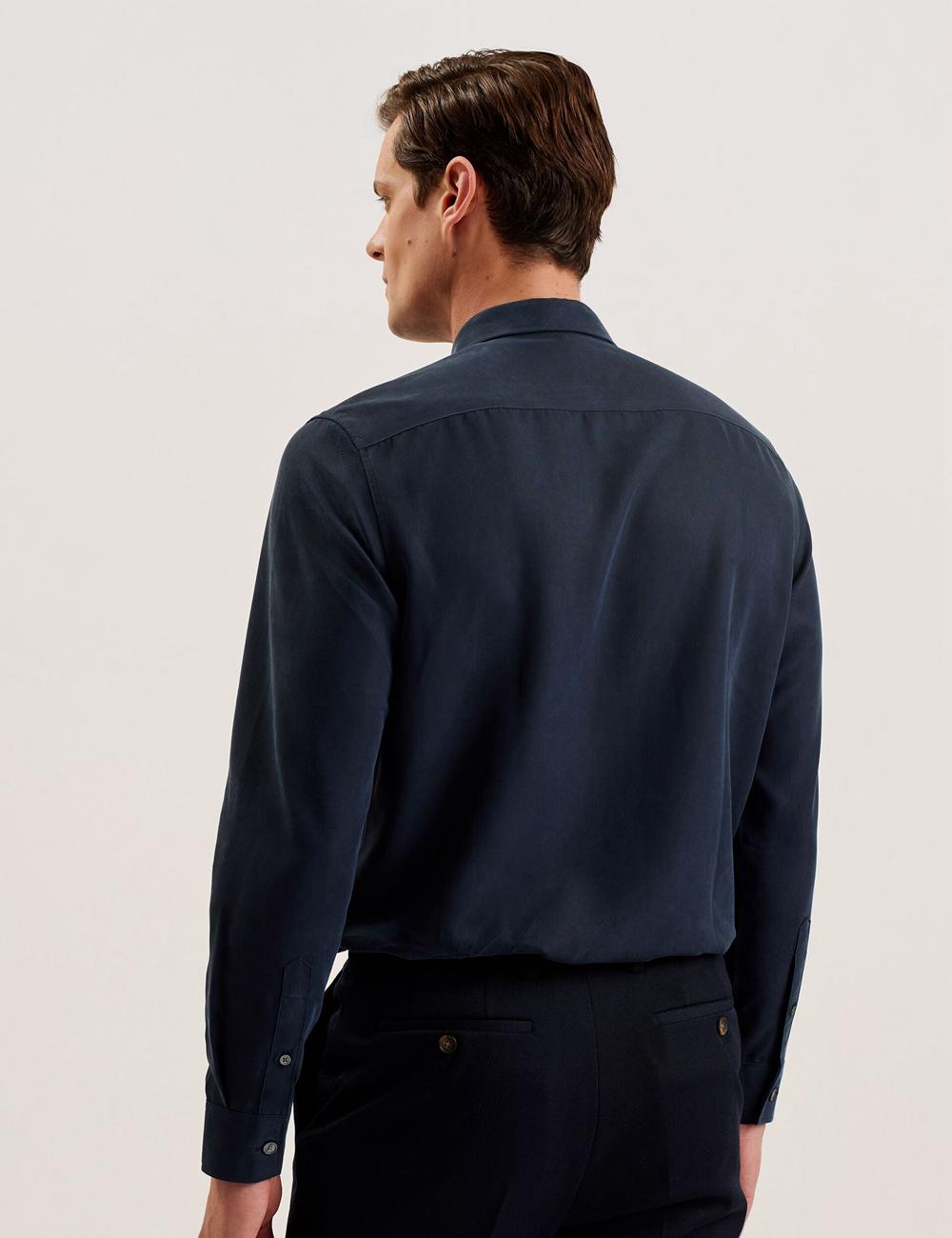 Navy Ted Baker NESSMEN - Embroidered Detail Relaxed Fit Men Casual Shirts | SG  0497-DGNCT