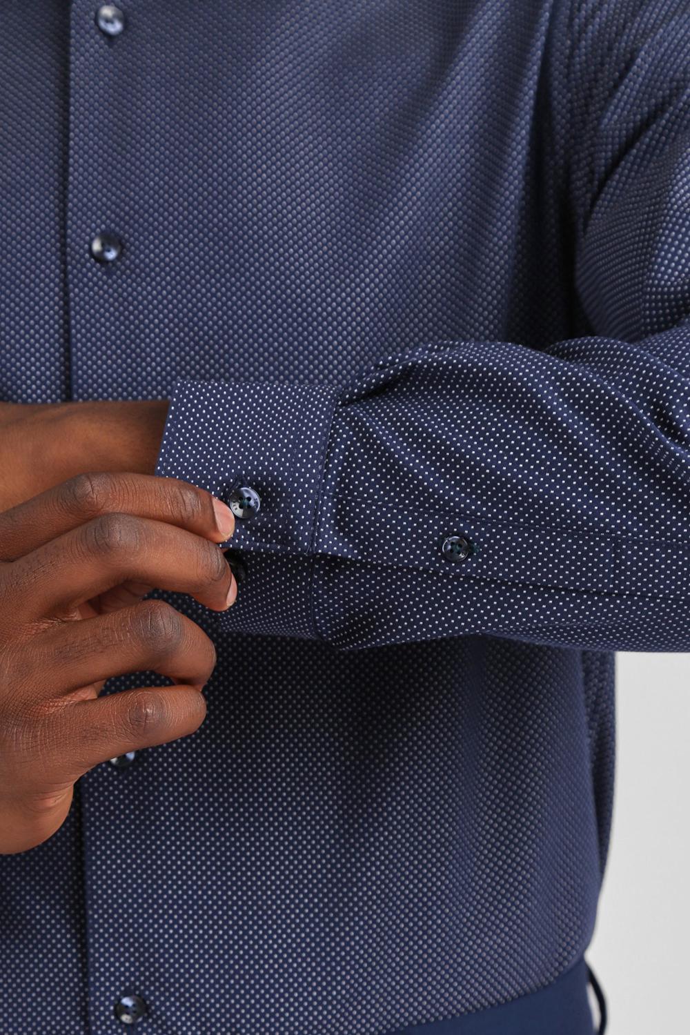 Navy Ted Baker ODAIR - Pin Dot Slim Fit Cotton Men Formal Shirts | SG  9038-WOIDL
