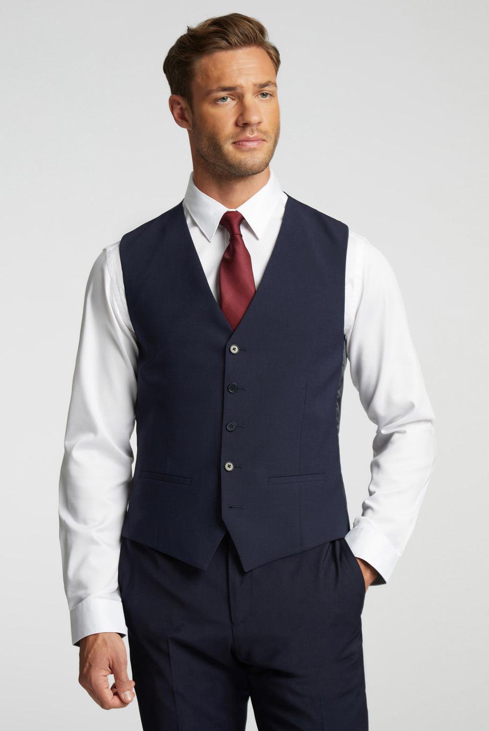 Navy Ted Baker PANAMA - Wool Blend Slim Fit Men Suit Waistcoat | SG  2649-PBXHC
