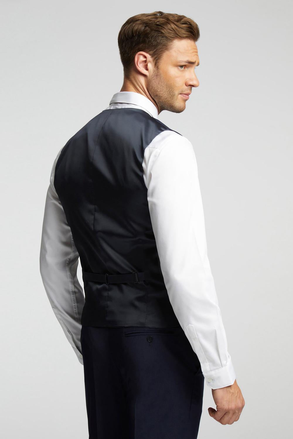 Navy Ted Baker PANAMA - Wool Blend Slim Fit Men Suit Waistcoat | SG  2649-PBXHC