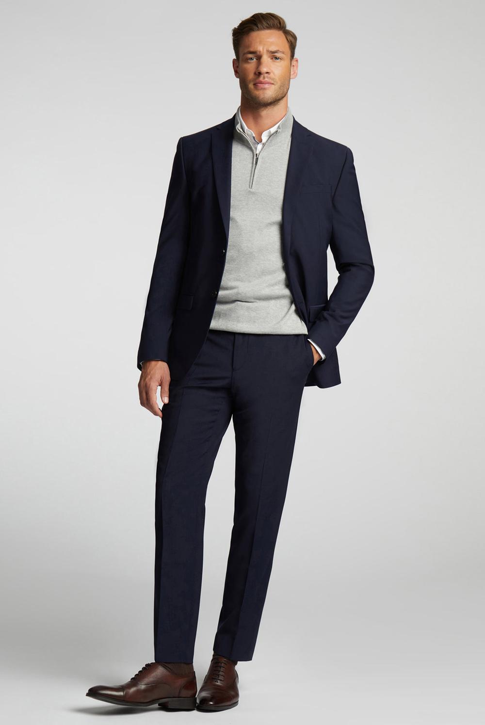 Navy Ted Baker PANAMA - Wool Blend Slim Fit Suit Men Jackets | SG  5476-VEGBS