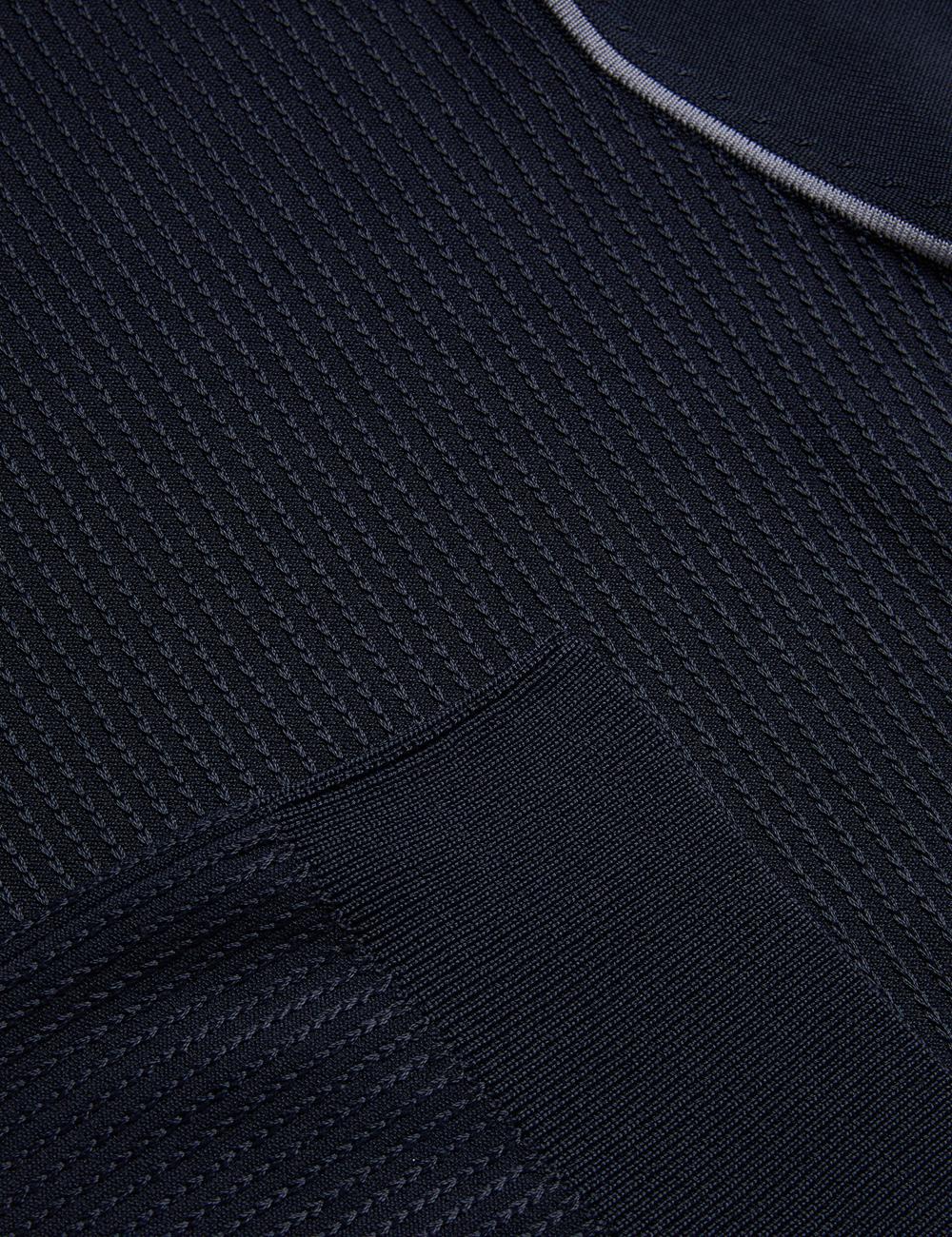 Navy Ted Baker PAXTO - Textured Zip With Striped Collar Men Polos Shirts | SG  8756-TEHBZ