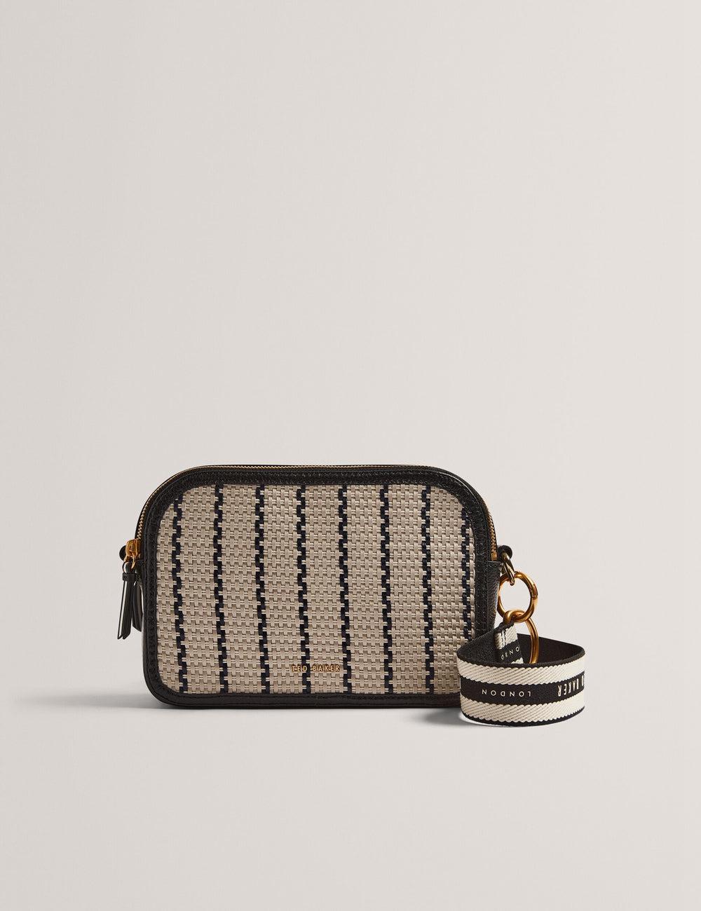 Navy Ted Baker RIVEA - Woven Panel Faux Leather Camera Women Camera Bag | SG  6924-ISCEZ