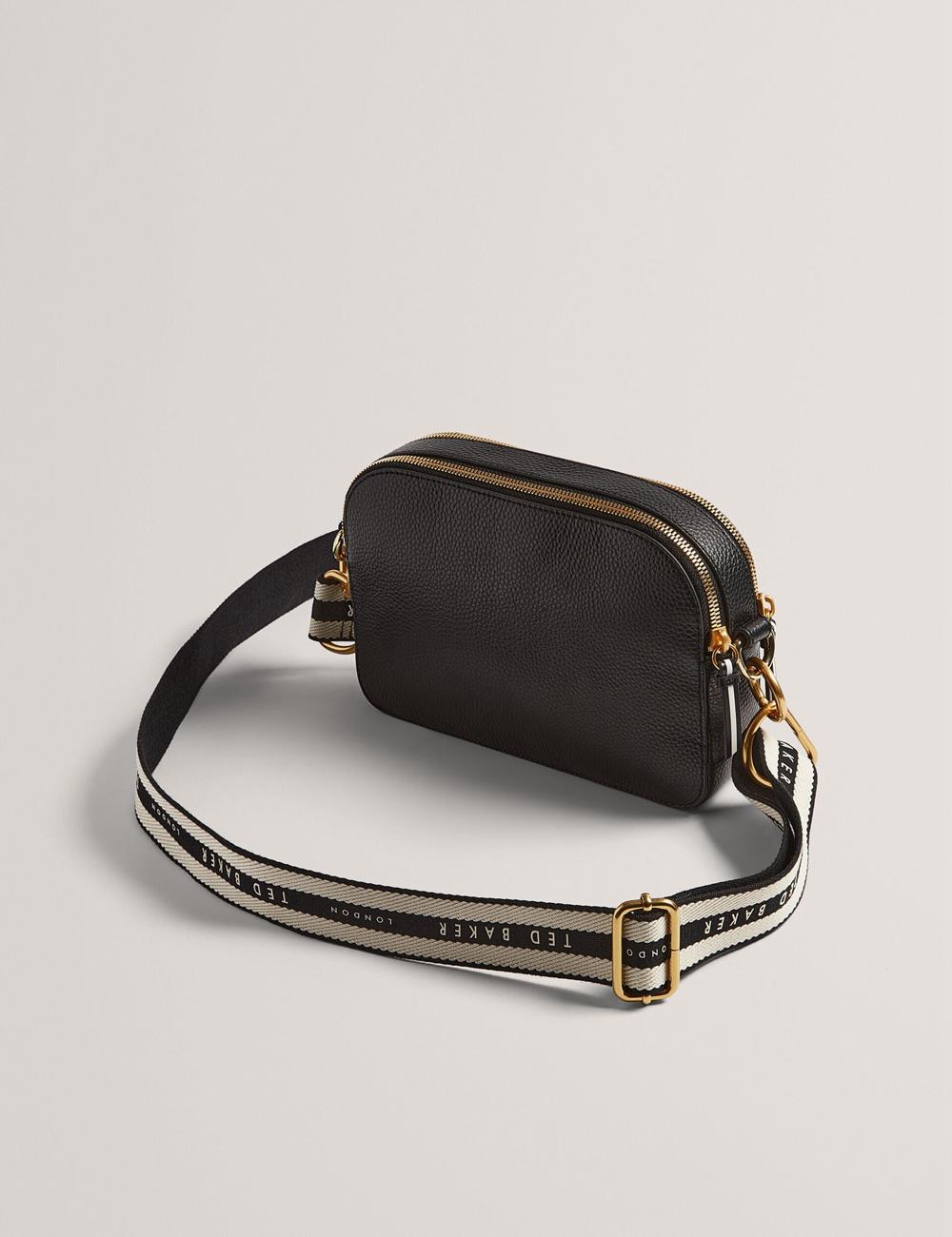 Navy Ted Baker RIVEA - Woven Panel Faux Leather Camera Women Camera Bag | SG  6924-ISCEZ