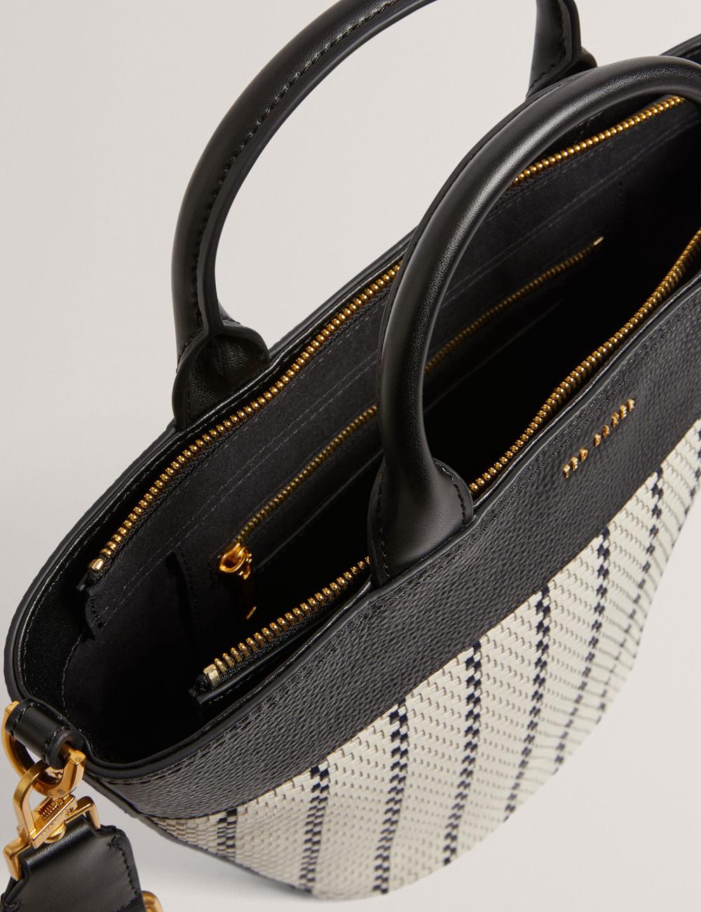 Navy Ted Baker RIVERI - Woven Leather Trim Bucket With Webbing Strap Women Tote Bags | SG  7940-XESTW