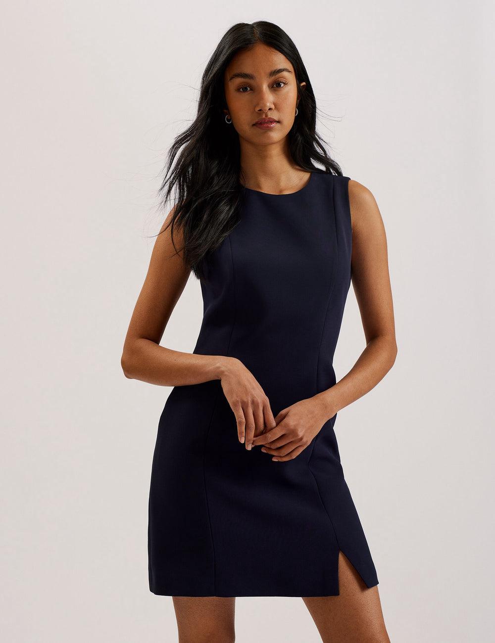 Navy Ted Baker SORRAL - Sleeveless Tailored With Side Split Women Mini Dresses | SG  4065-XHSPR