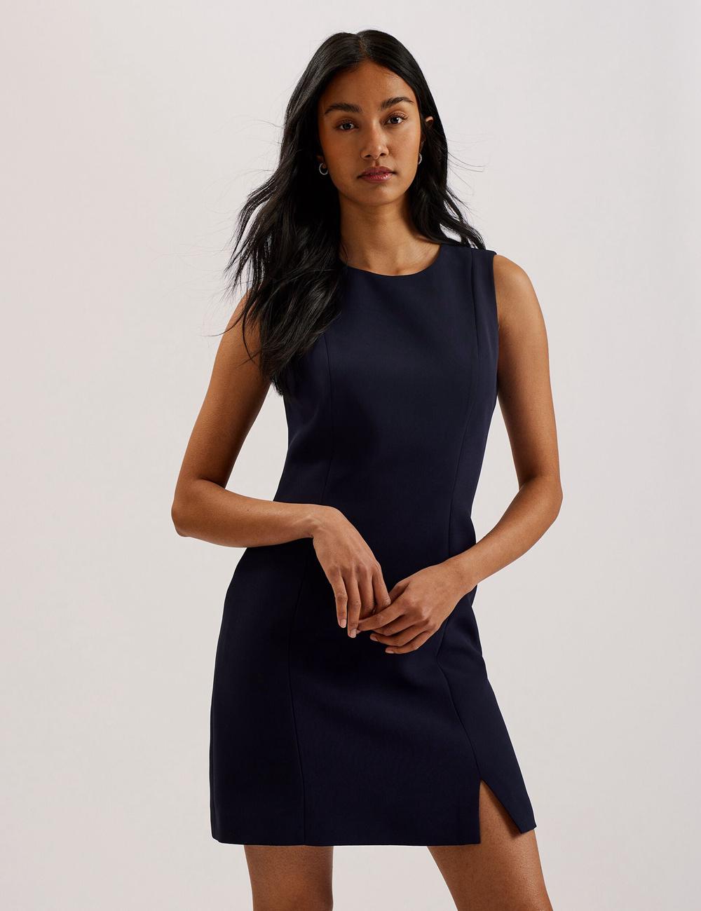 Navy Ted Baker SORRAL - Sleeveless Tailored With Side Split Women Mini Dresses | SG  4065-XHSPR